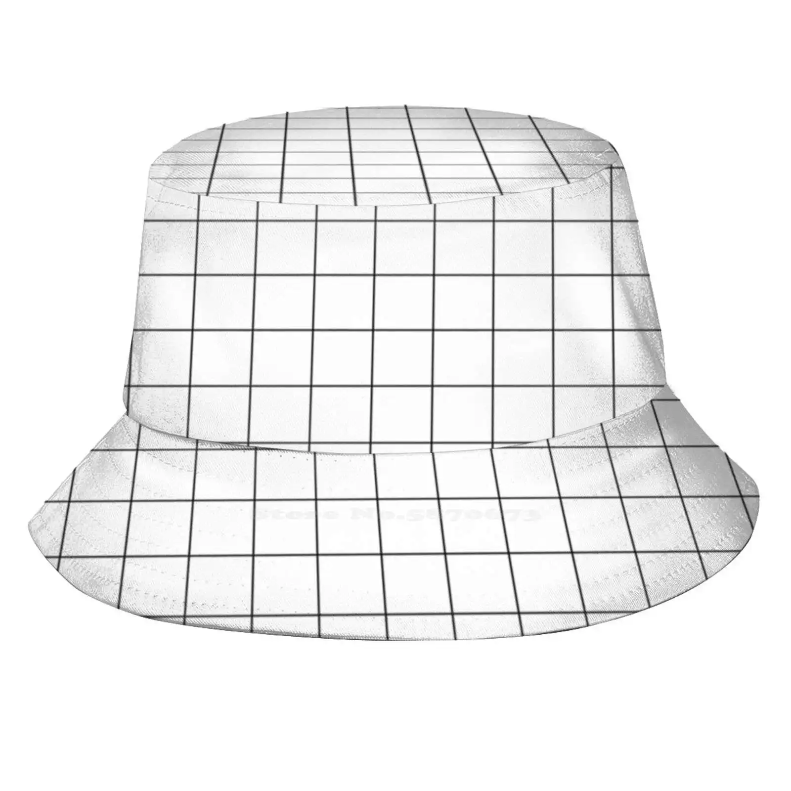 Black Grid Uv Protection Foldable Bucket Hats Women Men Gride Bnw Black And White Hipster Simple Minimalist Fashion Pattern