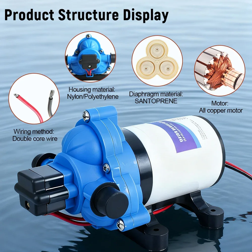 Electric Diaphragm Pump for Water Pressure in RV water pump 12V High Flow 45 PSI Max Lift Water Pressure Booster Pump