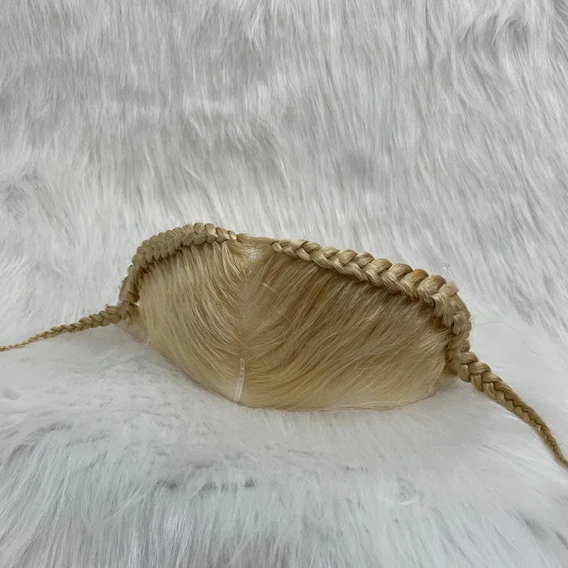 13x4ブロンド613レースフロント、編み込み付き人毛ミドルパート、生え際処理済み、密度150%、ブラジル産バージンヘア、10～12インチ