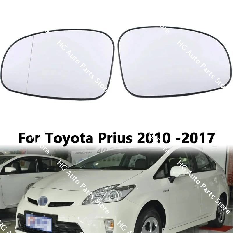 Carro Espelho Retrovisor de Vidro para Toyota Prius, Lente Lateral Porta Exterior com Aquecimento, 2010 2011 2012 2013 2014 2015 2016 2017