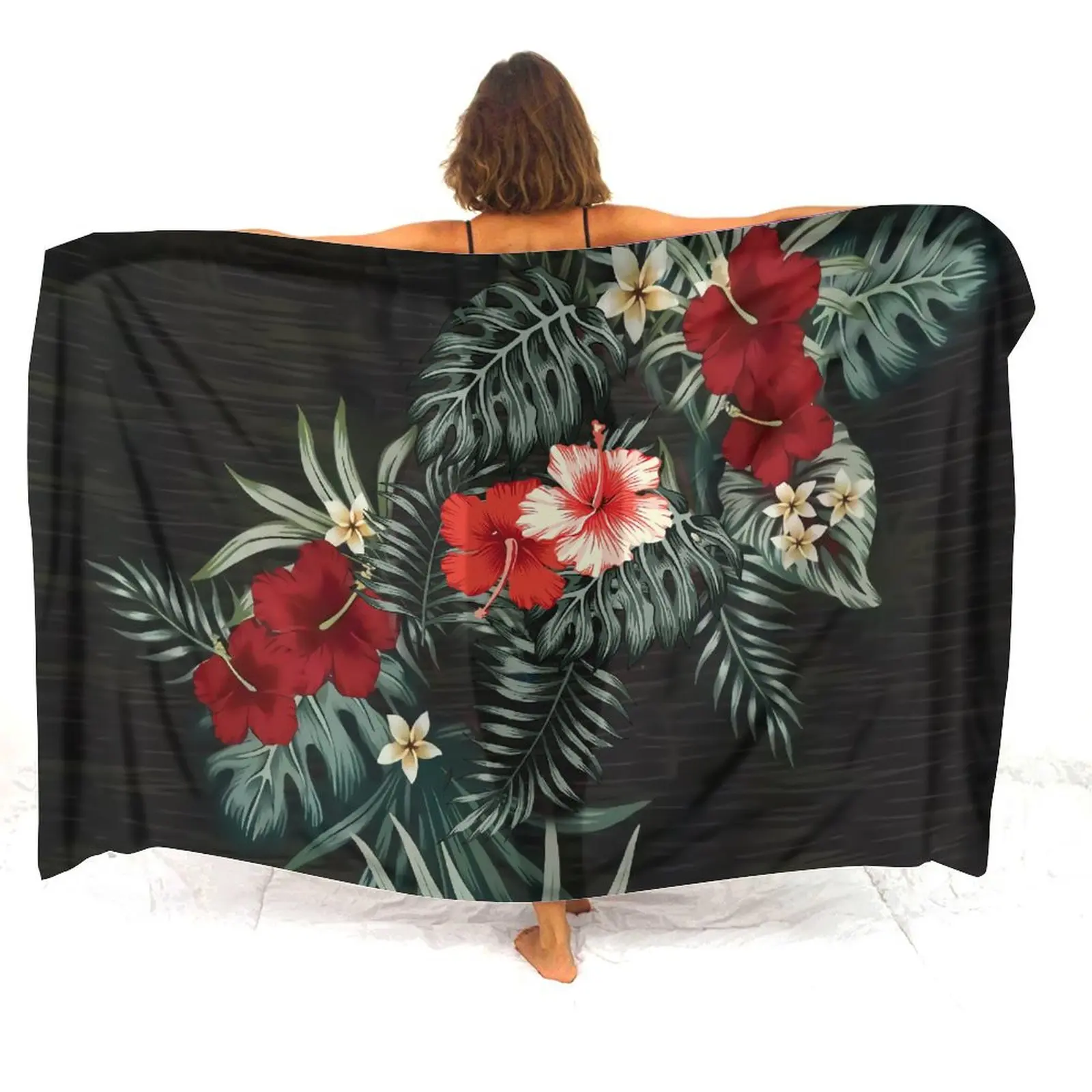 Hawaii Resort Strand Schürze polynesische Vintage Hibiskus Blumen druck benutzer definierte Qualität Stoff Damen Sarong Sommer heißen Verkauf