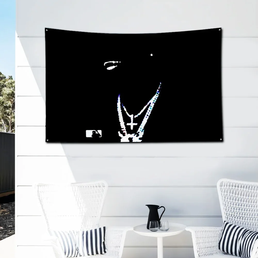 كين كارسون مغني الراب العلم البوليستر الطباعة الرقمية راية 4 أحجام للمرآب جدار الفن خارج الباب الديكور مع الحلقات النحاسية