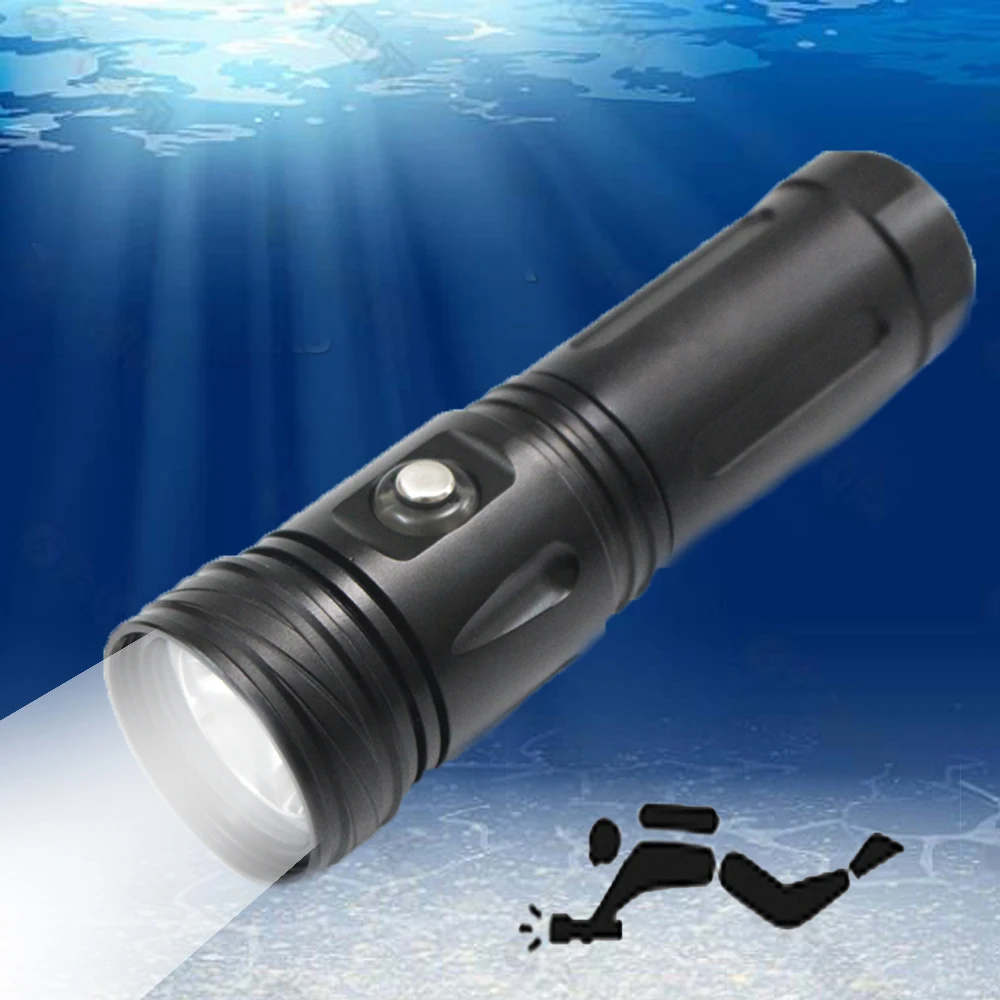 

Super Bright LED Diving Flashlight IPX8 Underwater Scuba Tactics camping Portable Powerful Lantern Outdoor Hiking Flash Light