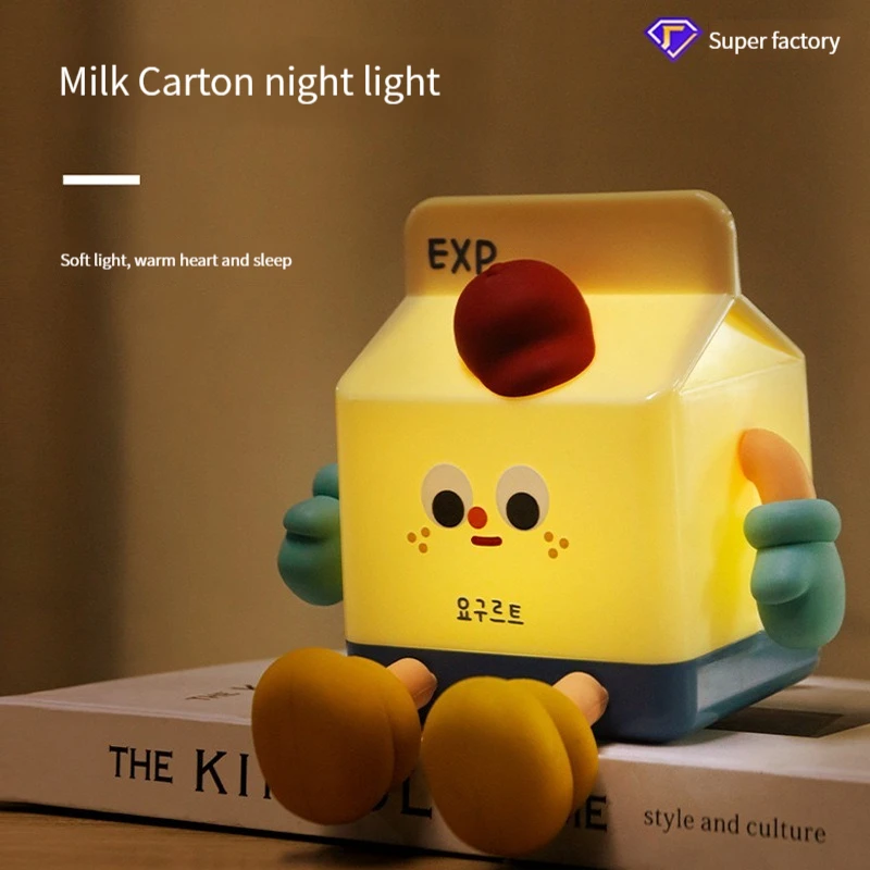 Milk Box Decor Night Light Cartoon Cute Decoration Mobile Phone Holder Charging Bedroom Birthday Gift Creative Gift Night Light