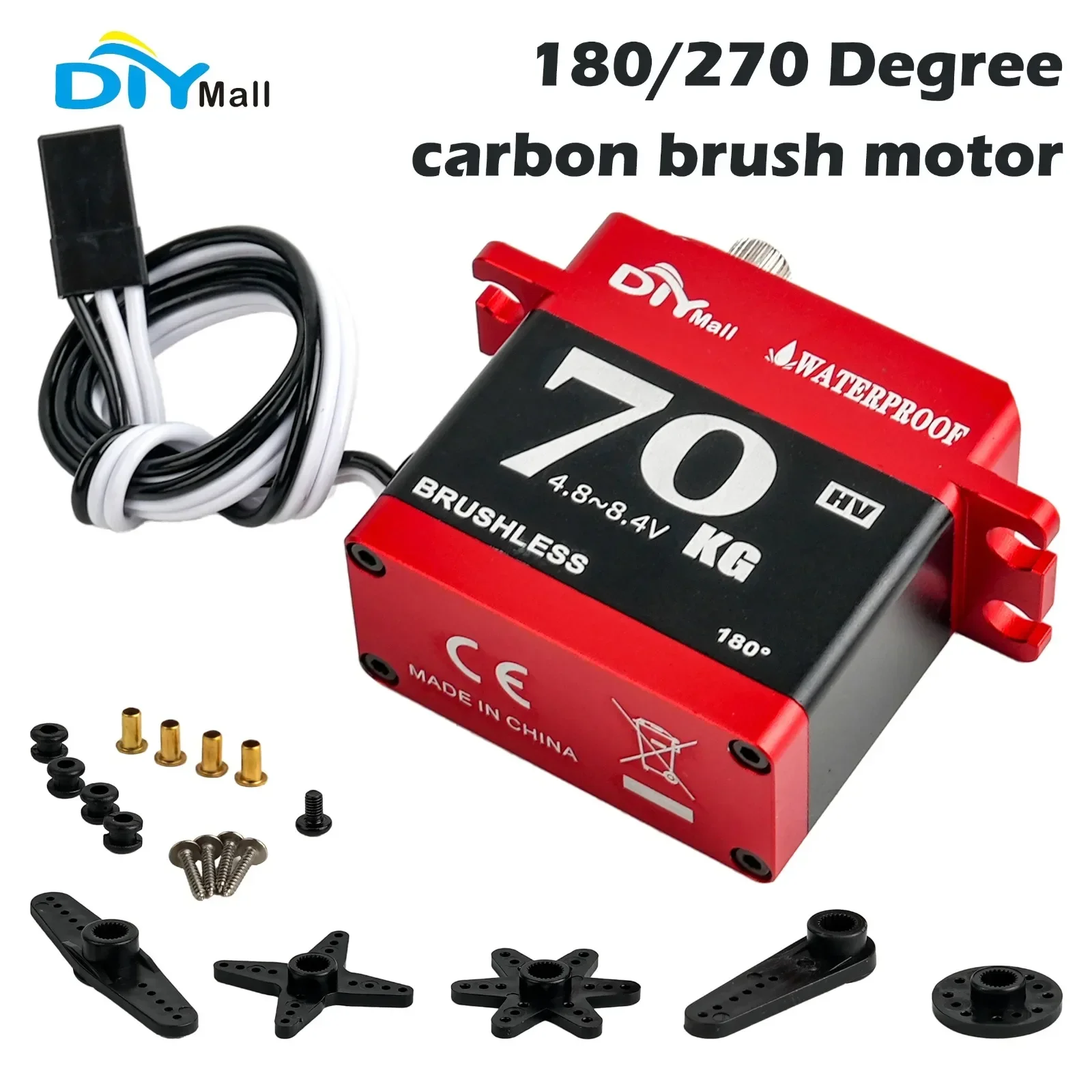 70KG brushless all-metal digital servo carbon brush motor 4.8-8.4V suitable for remote control car models 、underwater thrusters