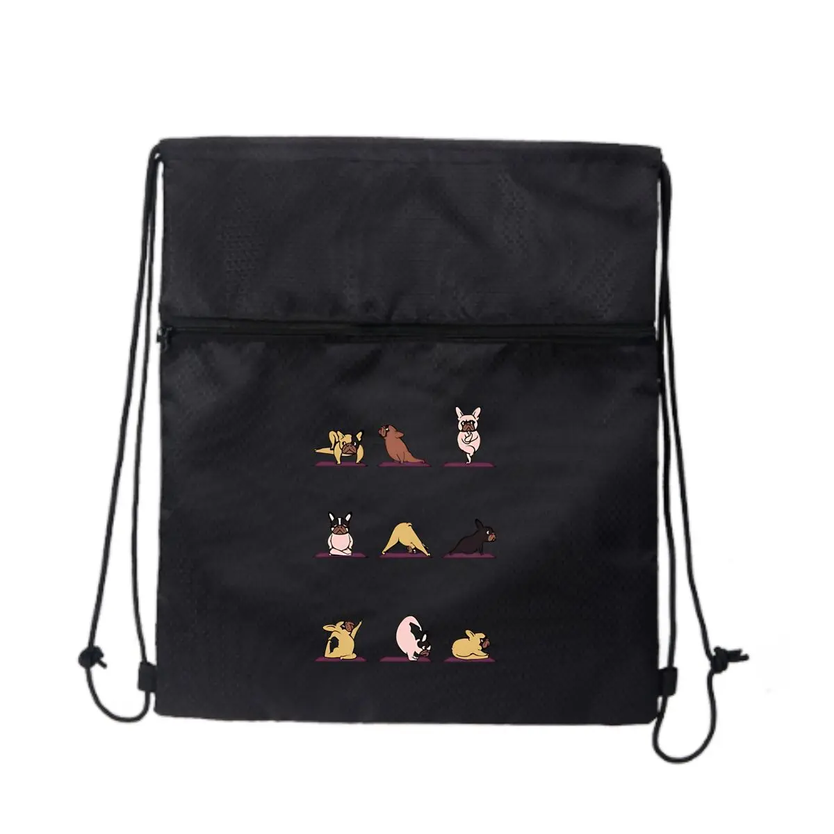 

Рюкзак с рисунком йоги и бульдогов на шнурке, унисекс, школьная спортивная сумка для спортзала