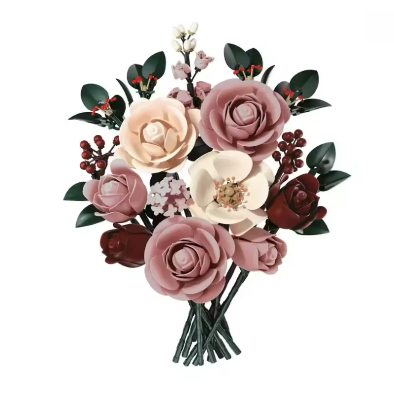 Pink Rose Bouquet Artificial Flowers Plants Home Office Decoration Valentine's Day Christmas Gift