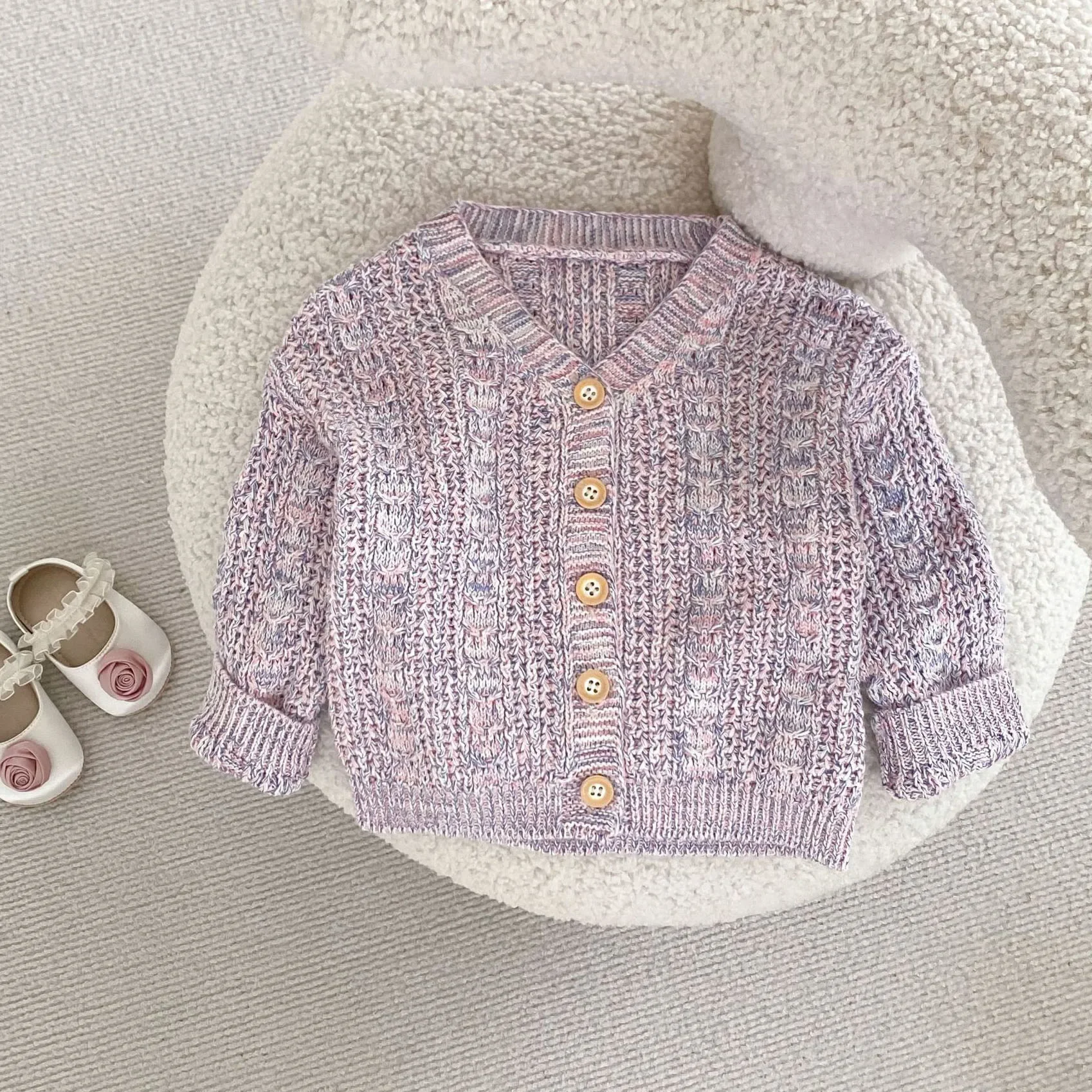 0-3T Newborn Kid Baby Girl Clothes Winter Long Sleeve V Neck Baby Sweater Cardigan Coat Cute Sweet Knitwear Outfit