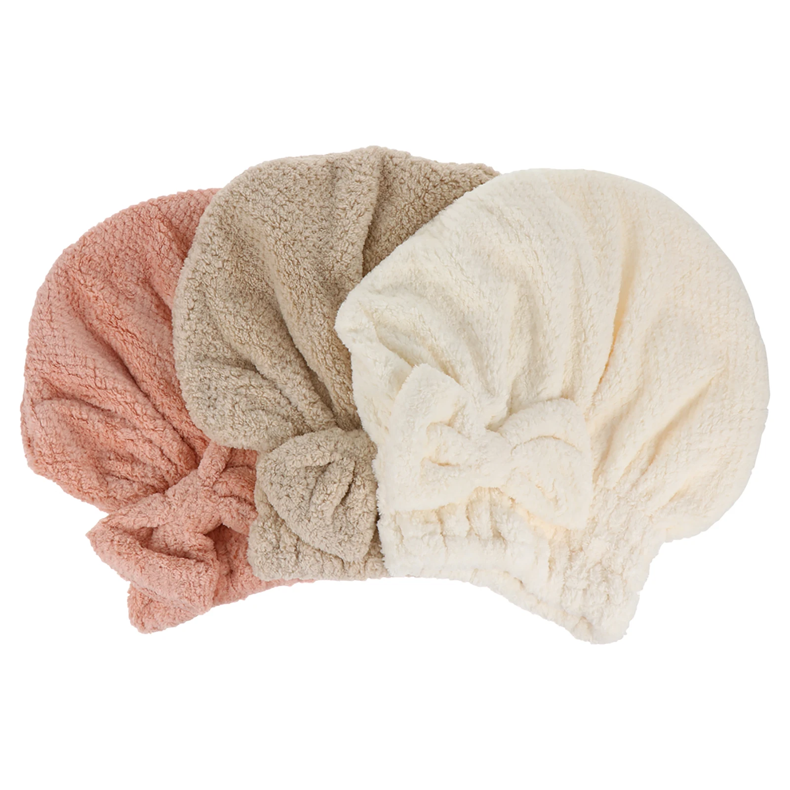 

3Pcs Coral Fleece Bath Hat Hair Towel Wrap for Women Absorbent Quick Dry Cap Natural Drying Without Heat Damage Gift for Her
