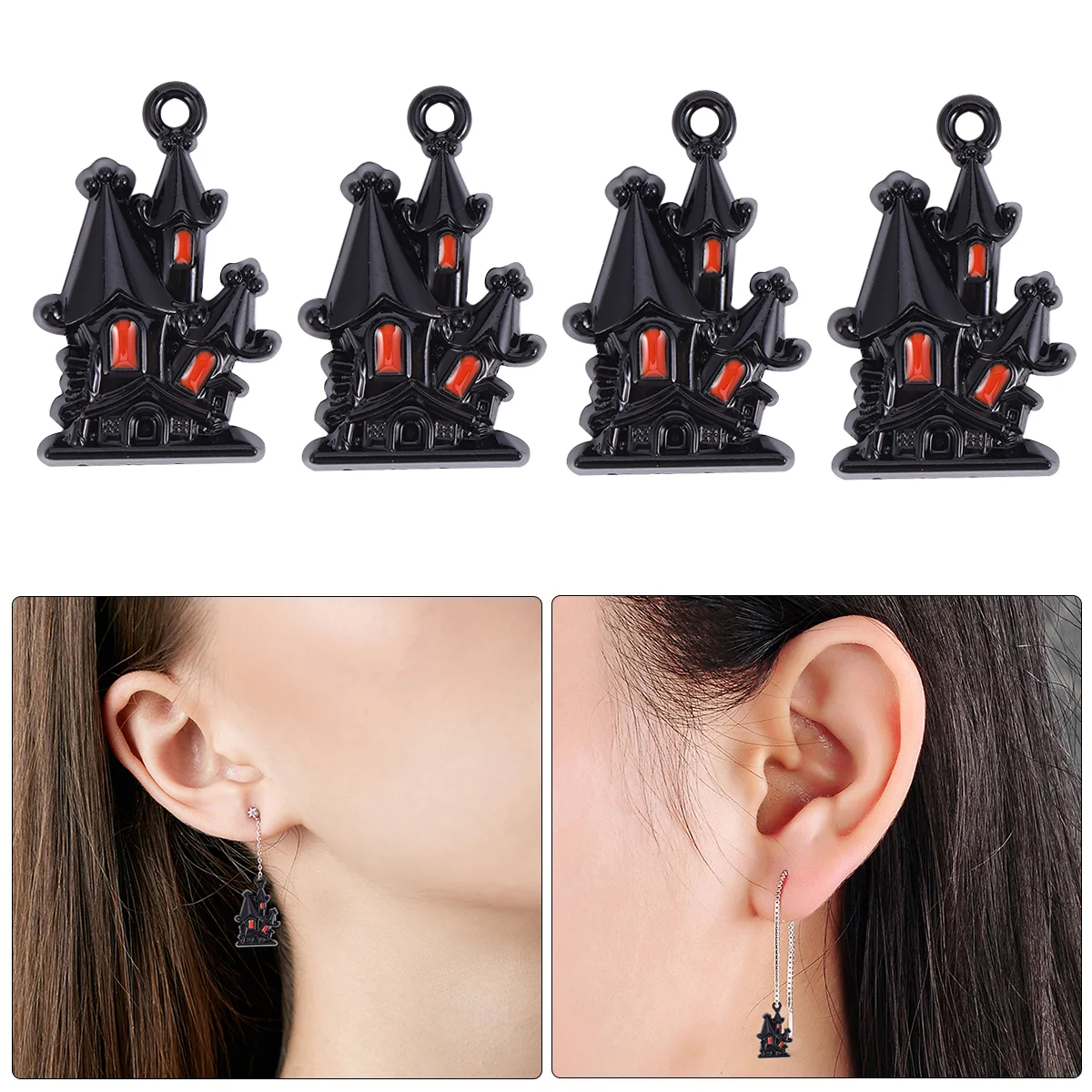 

20 Pcs Halloween Halloween Style Pendant Hanging Pendant Castle Accessories Earrings Charms