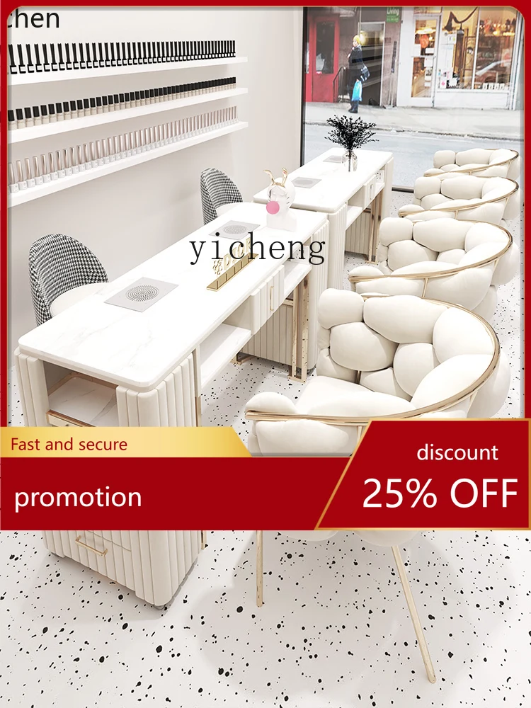 

YFY Vacuum Cleaner Nail Table Single Double Nail Table Nail Shop Table and Chair Set