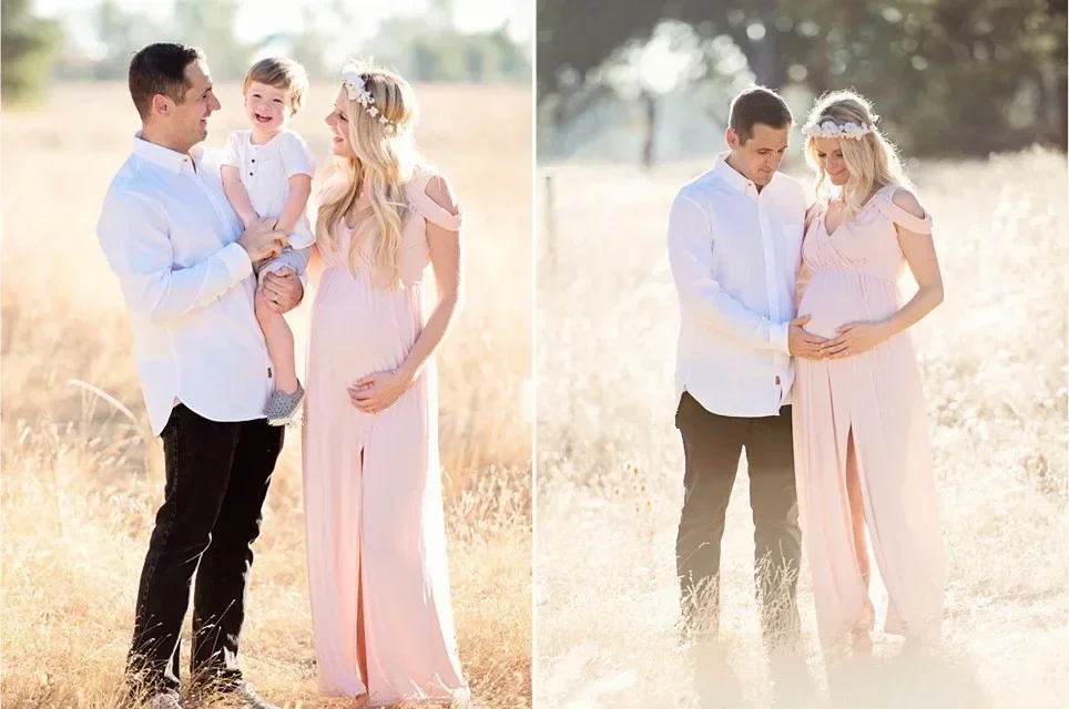 Sexy Maternity Photography Props Long Dress For Pregnant Women Photo Shoot Split Front Pregnancy Dresses Baby Showers Maxi Gown