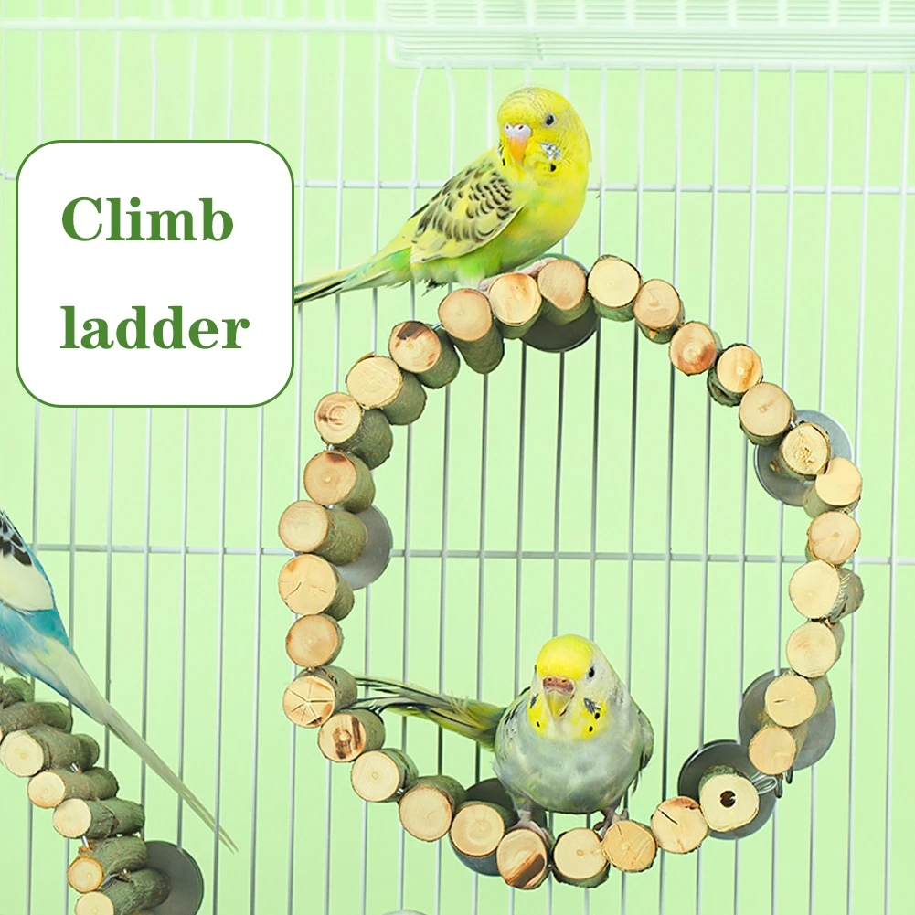 

Bird Parrot Ladder Perch For Cage Natural Wooden Parrot Stand Climbing Chewing Toys Adjustable Paw Grinding Ladder For Small Pet