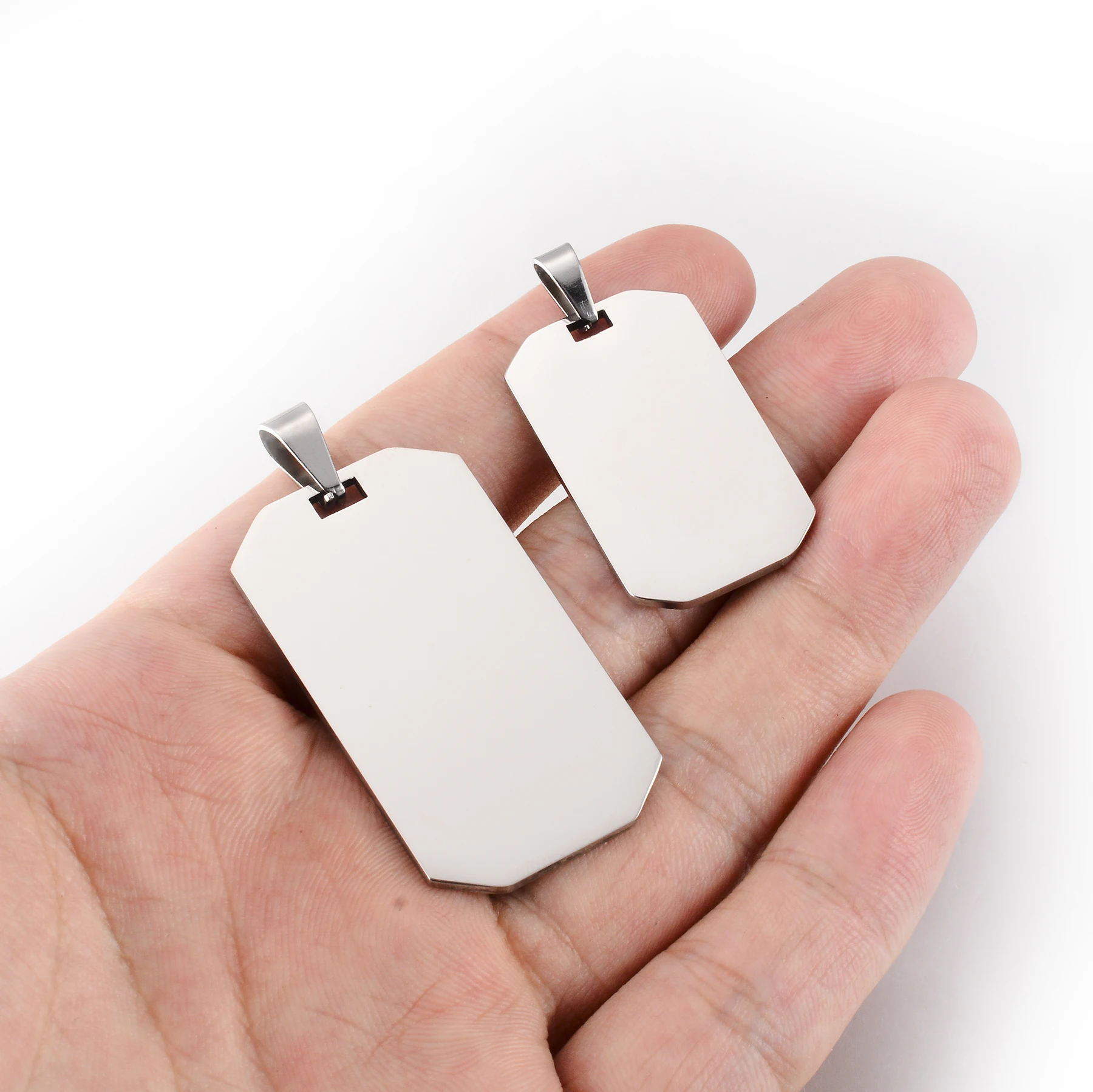 5 pcs/lot Unisex Stainless Steel 2 Size Rectangle Stamping Blank ID Dog Tags Pendant Necklace Jewelry Makings 4 Colors