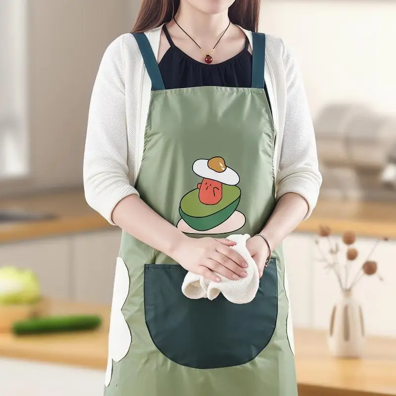 Cute Women's Kitchen Apron Oil-Resistant Water-Resistant Large Pouch Apron