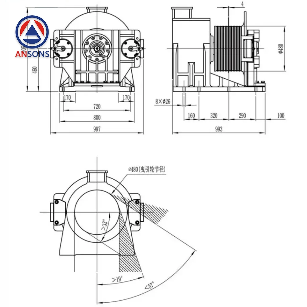 MDD480 MONADRIVE Elevator Traction Machine Ansons Elevator Spare Parts