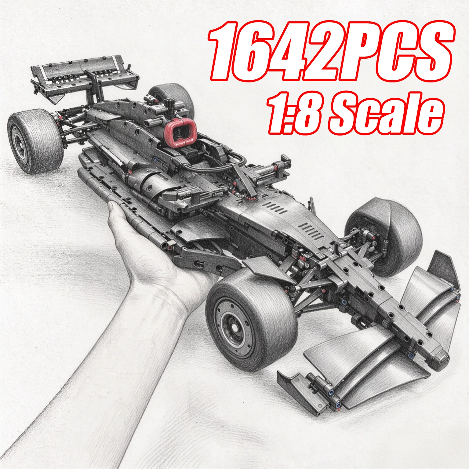 Technical 1642PCS 1:8 Scale W14 E Racing Car Model Assembly Advanced Construction MOC Replica Exclusive Kit Birthday Gift