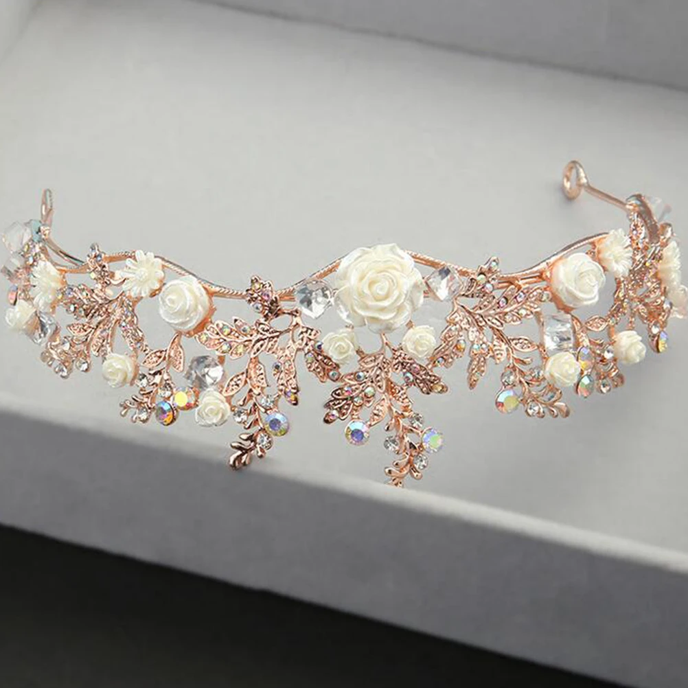

Elegant Crystal Rhinestone Alloy Crown Wedding Tiara Shiny Bride Hair Decor Delicate Crown Headdress For Banquet Costume Party