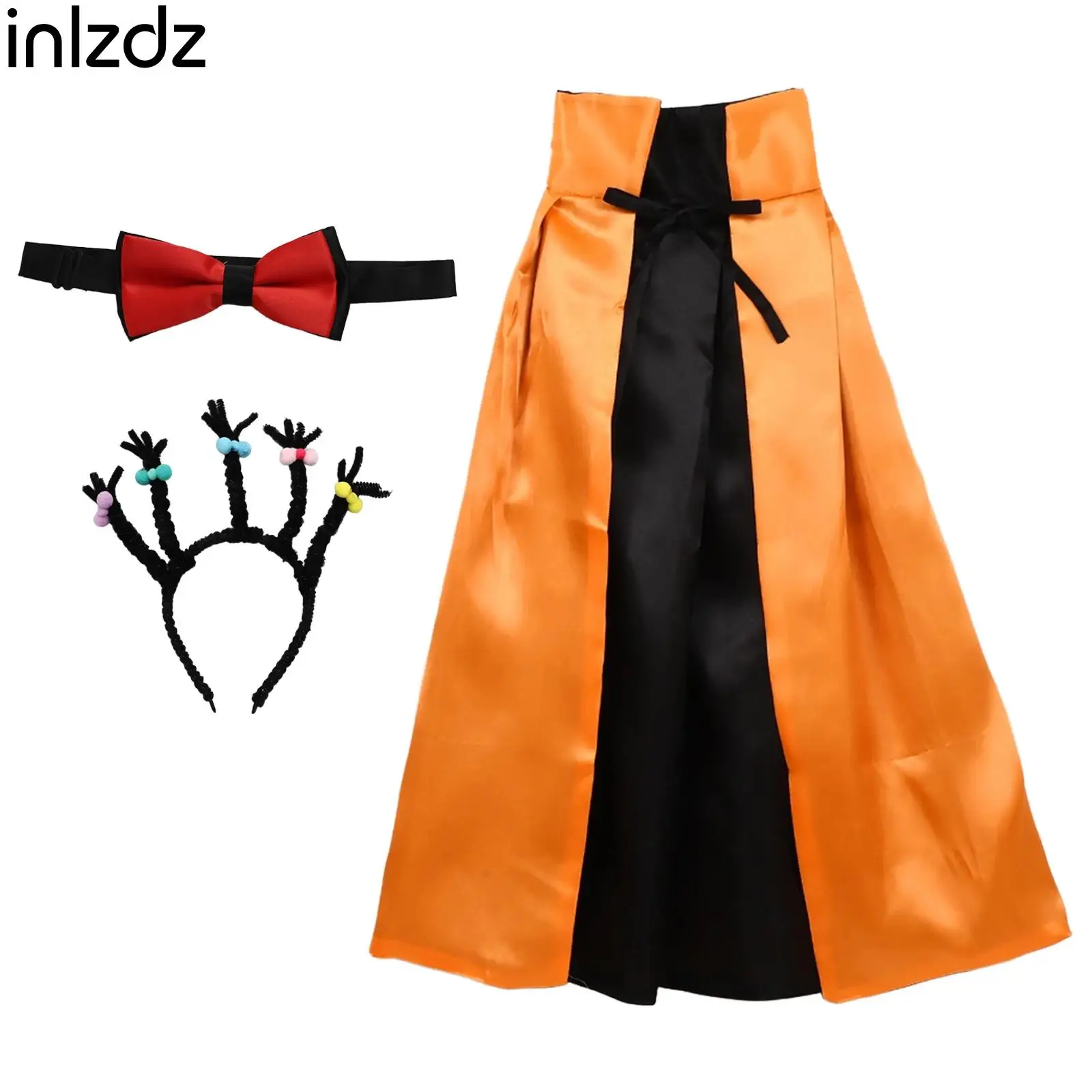 

Unisex Halloween Funny Cute Witch Cape Wizard Vampire Full Length Cloak+Adorned Braids Hair Hoop Christmas Party Costume Sets