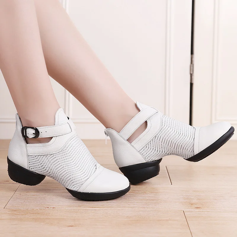 Women Net Surface Dance Shoes Girls Casual Shoes High Heel Dancing Shoes Ladies Outdoor Modern Jazz Square Dance Shoes