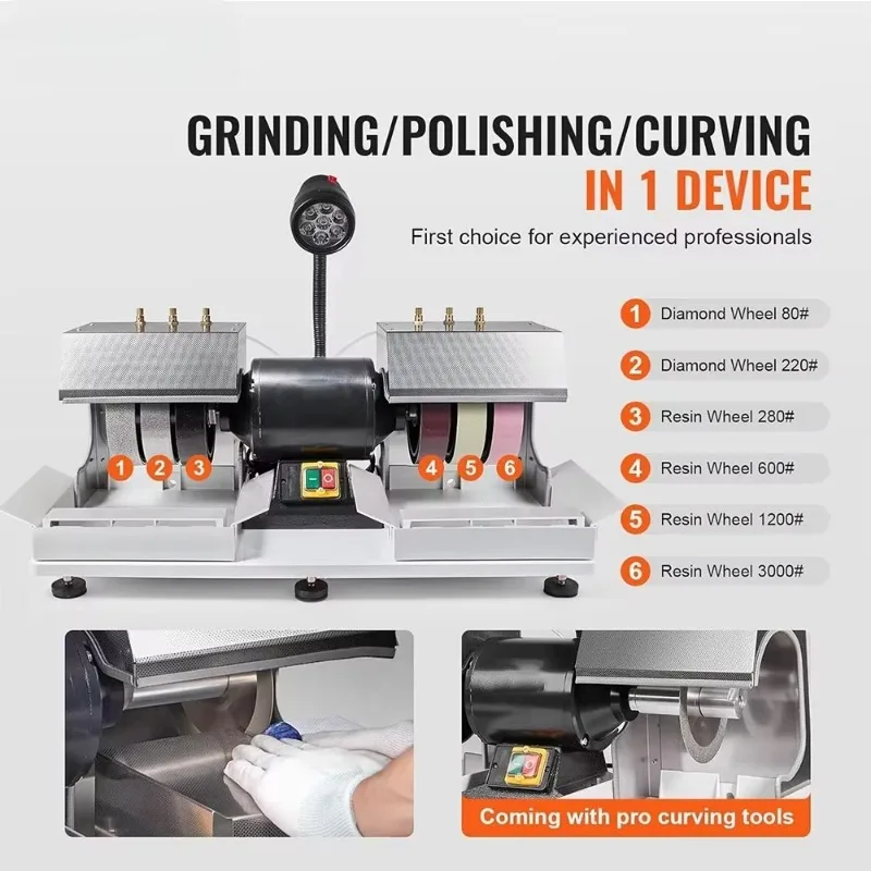 6-inch 1800 RPM Gemstone Grinding and Polishing Machine 1/4 Horsepower with Light and Water Pump Specifically for Faceting