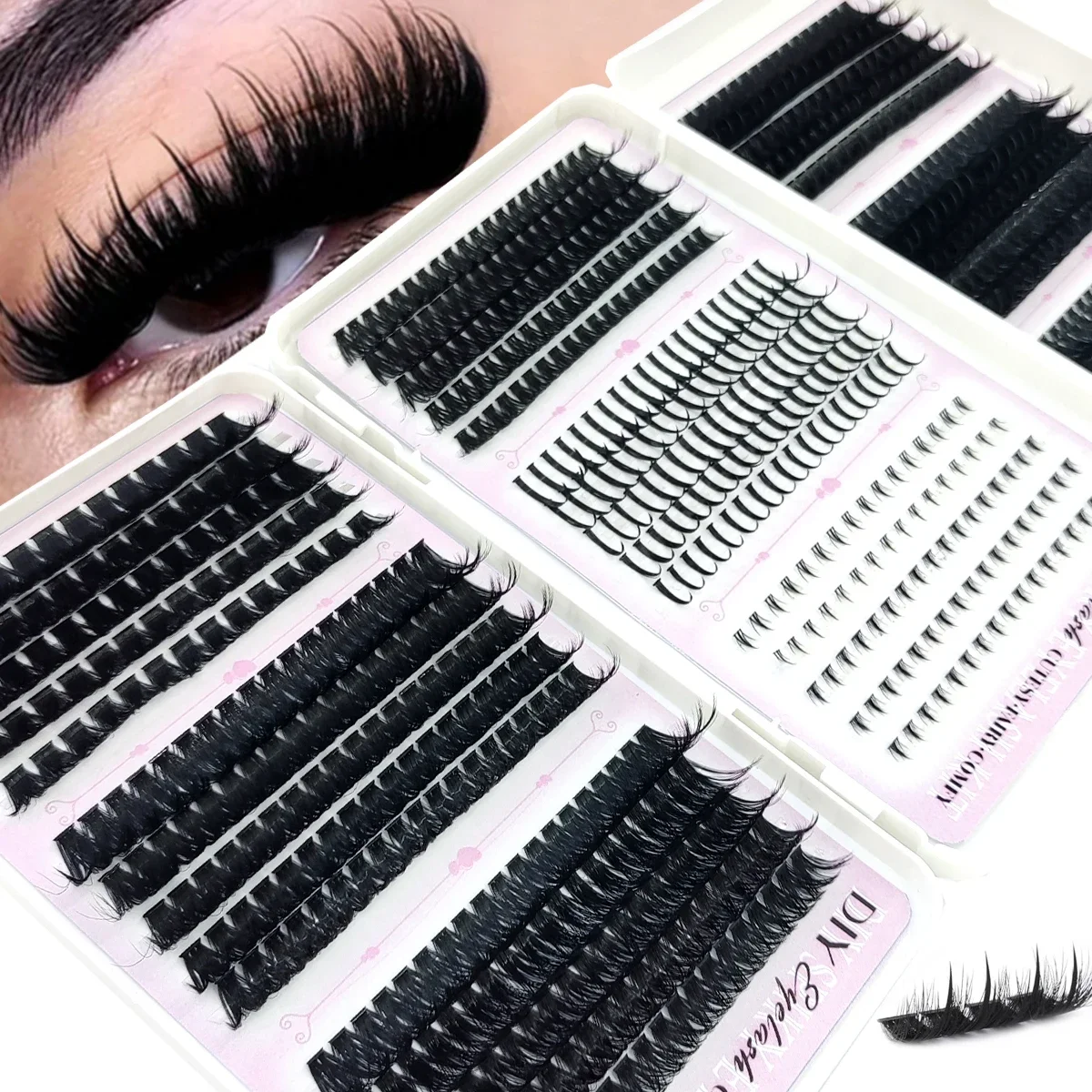 HBZGTLAD Wimpernbuch mit großer Kapazität, 60D-300D Wimpernbündel, Mange Wimpern, Nagel-Effekt, Märchenhafte Anime-Wimpern, verschiedene gemischte Stile – Detail 4