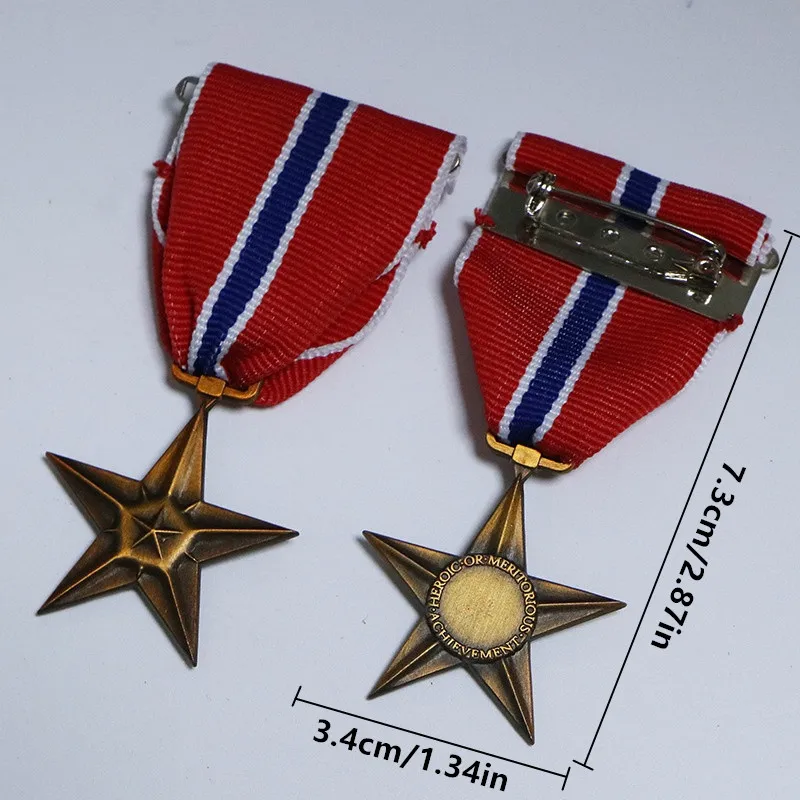 1 Stück US Army Bronze Five Pointed Star Honor Medal Reengraviertes 3D-Pin-Abzeichen, Craft Copy