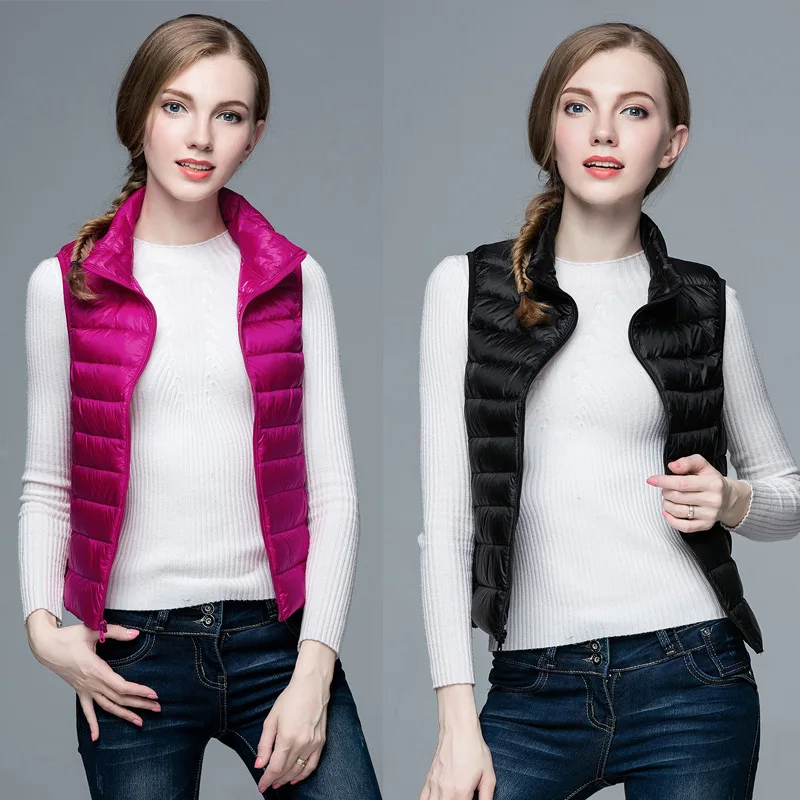 2026 White Duck Down Jacket Women Vest Autumn Winter Sleeveless Waistcoat Warm Lightweight Puffer Jacket Female Tops Outwear