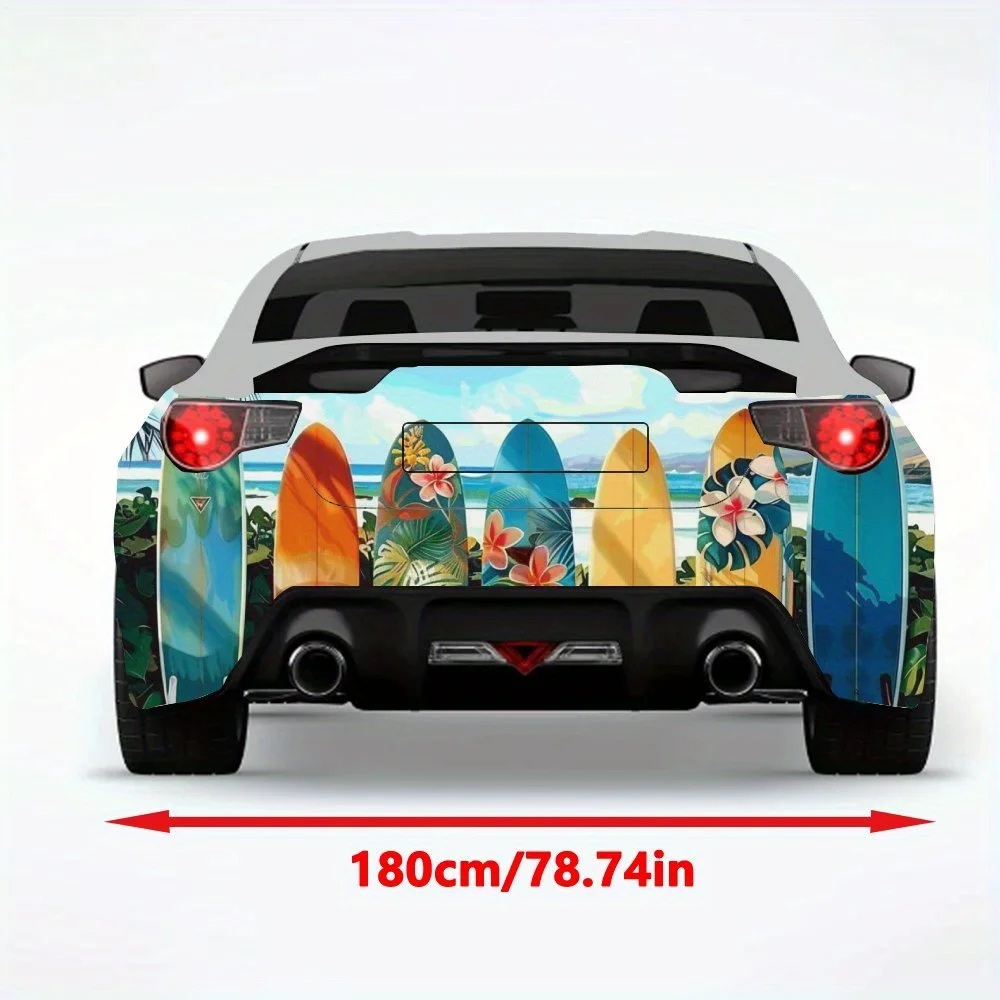 Colorful_Surfboards_Beach_Vibe Car Sticker-Vinyl Decal for Car Rear, Waterproof Self-Adhesive Vinyl Stickers for Vehicle Tail &