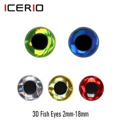 ICERIO 홀로그램 에폭시 3D 물고기 눈 스트리머 파리, 바닷물 파리, 낚시 미끼 지그 미끼 제작 재료, 100 개, 2mm ~ 18mm