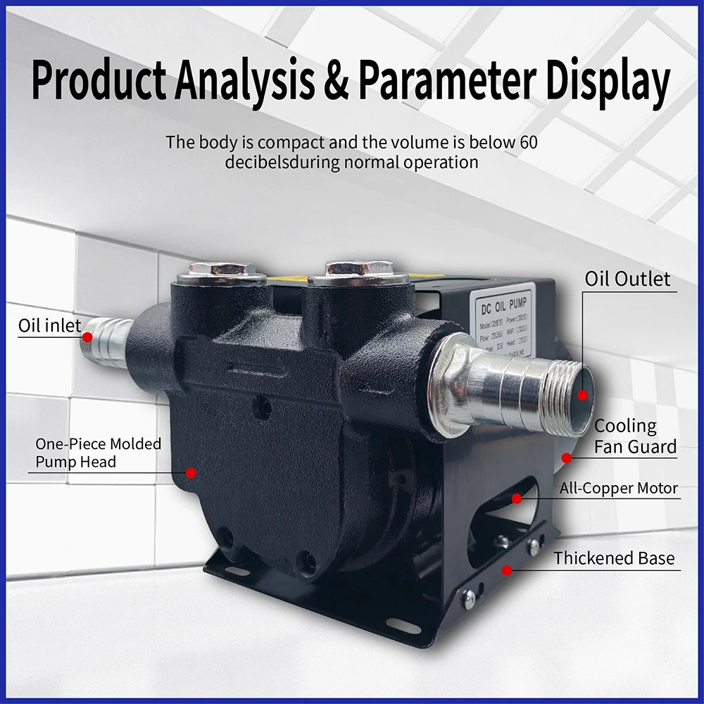 High Power Small Electric Oil Pump 12V24V Car Power Supply Refueling Pump Delivery Pump 60L/min550w Set