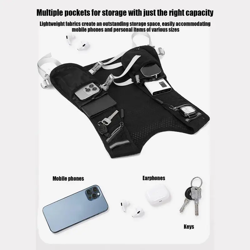 Trail Running Vest Adjustable Running Pack Reflective Vest Breathable Water Backpack With Cell Phone Holder Soft Flask Pockets