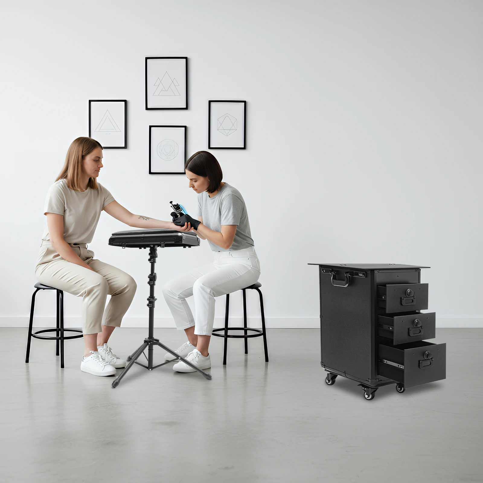 Professional Rolling Tattoo Nail Lash Beauty Case, Portable Mobile Salon Storage Organizer, 44lbs Capacity Travel Organizer