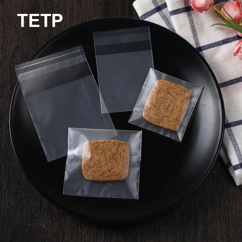 TETP Frosted/Clear Plastic Biscuit Cookies Packaging Bag DIY Handmade Candy Decoration Birthday Baby Shower Favors Self Adhesive