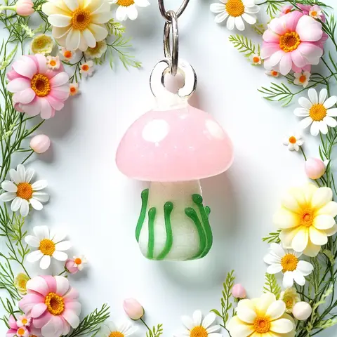 수제 귀여운 3d 버섯 매력 소형 유리 구슬 펜던트 장식 diy 여성 보석 목걸이 귀걸이 팔찌 만들기 액세서리 또는 파티 장식 용품