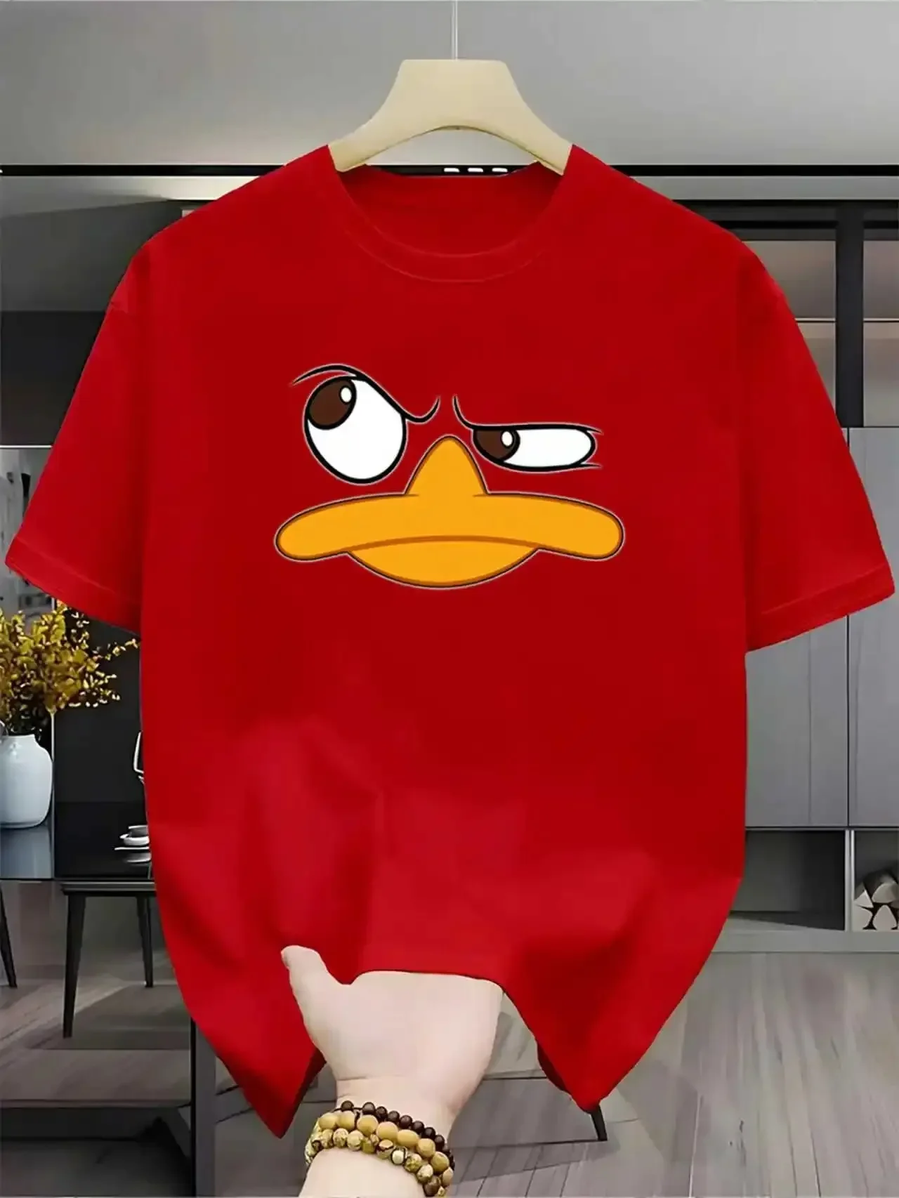 Fashion Men's Casual T-shirt Funny Cartoon Graphic T Shirt for Men Women Summer Breathable Crew Neck Tops Trend Streetwear