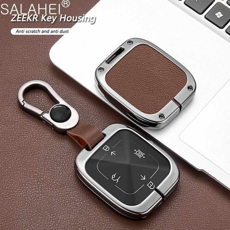 

Zinc Alloy Leather Car Smart Remote Key Case Cover Shell Holder Full Protector Fob For ZEEKR 001 Keychain Auto Styling Accessory