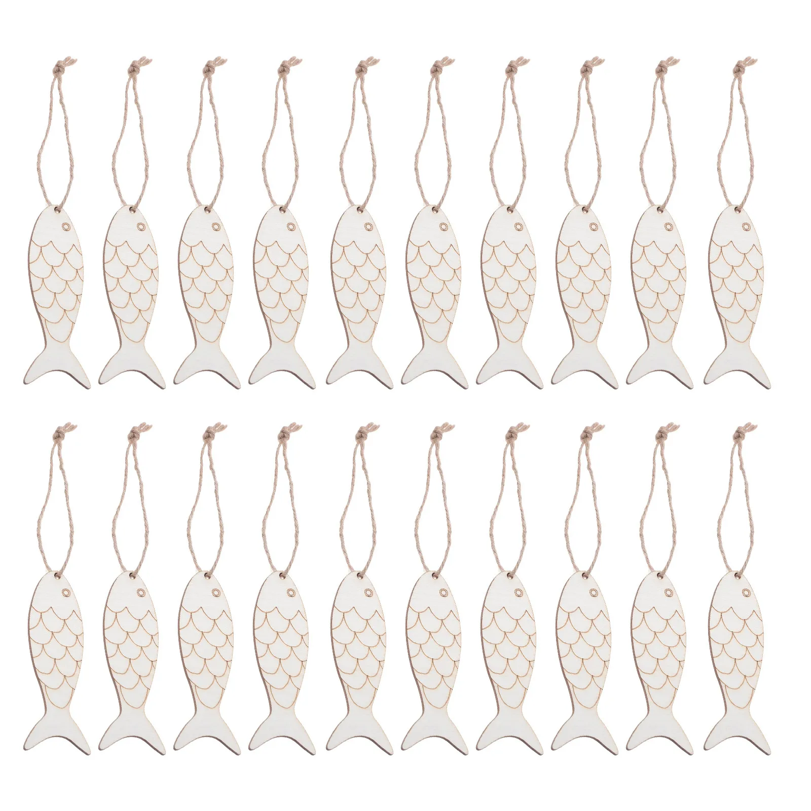 100Pcs Fish Wood Cutouts Unfinished Natural Fish Shape Ornaments for DIY Painting Hanging Wall Decorations Unfinished Fishnet