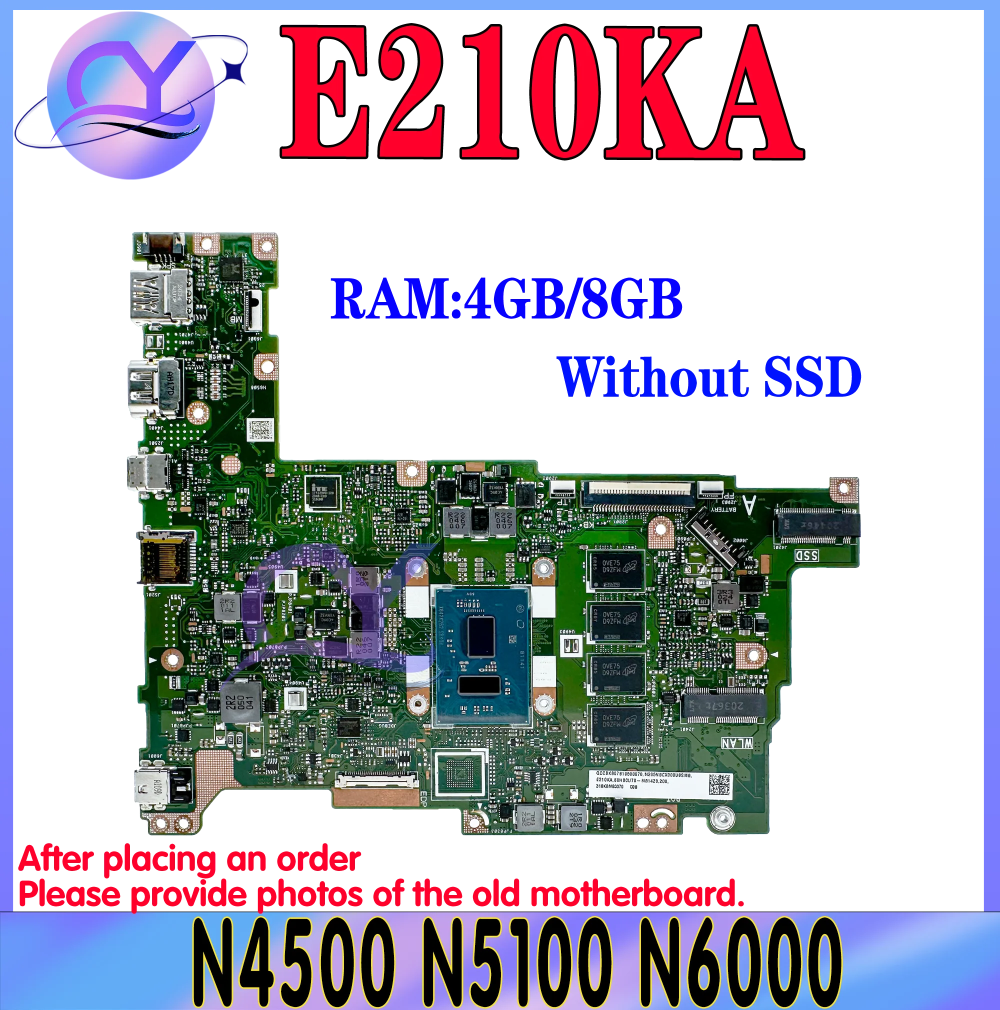 KEFU E210 Mainboard For ASUS Vivobook Go 12 E210KA L210KA L210K E210K Laptop Motherboard N4500 N5100 N6000