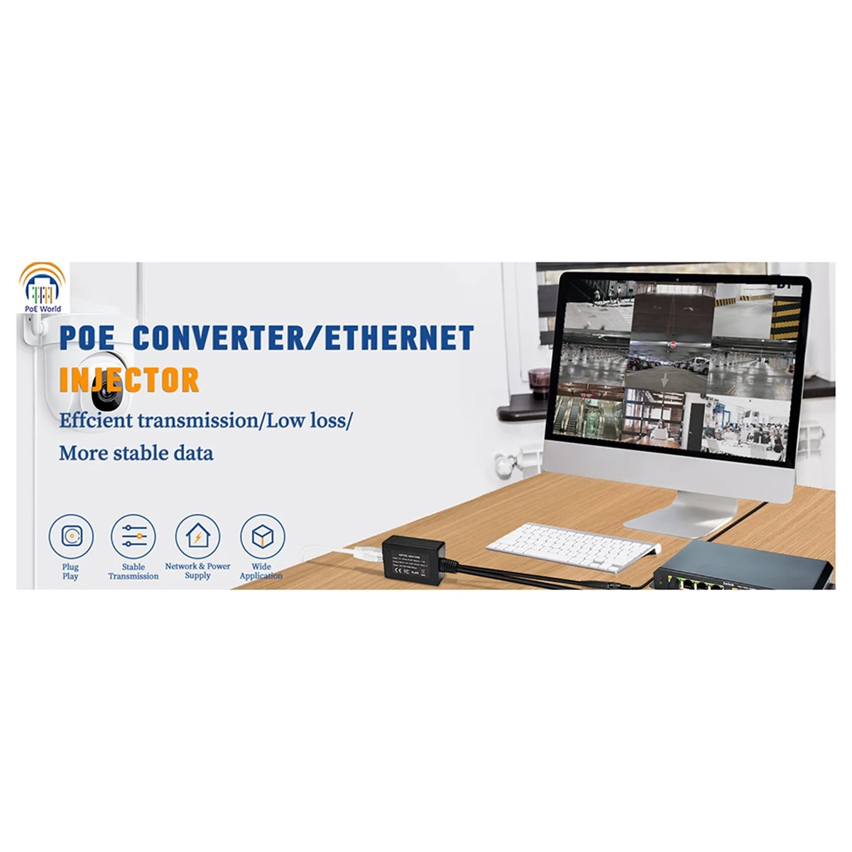 NEW Gigabit PoE Injector PoE Converter 24V Passive PoE to 48V PoE 12-24V DC Convert to 48V 802.3af PoE for CCTV Camera