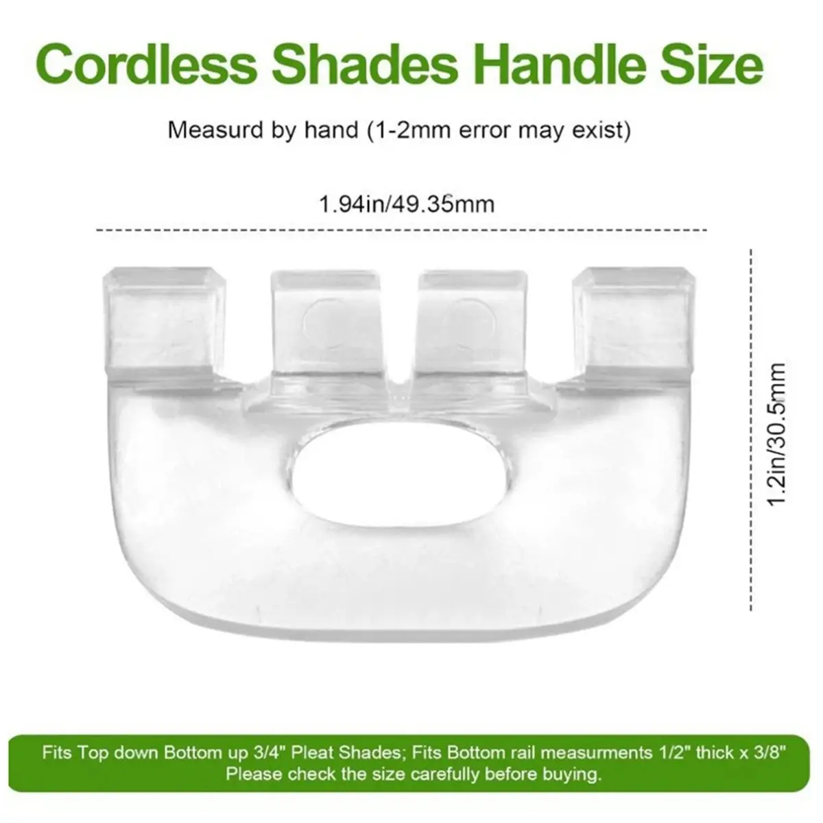 A356K 6Pcs Shade Lift Handles for Graber Cordless Mini Blinds and Cellular Shades Made After 2015, Clear Plastic Pulls SUMMER