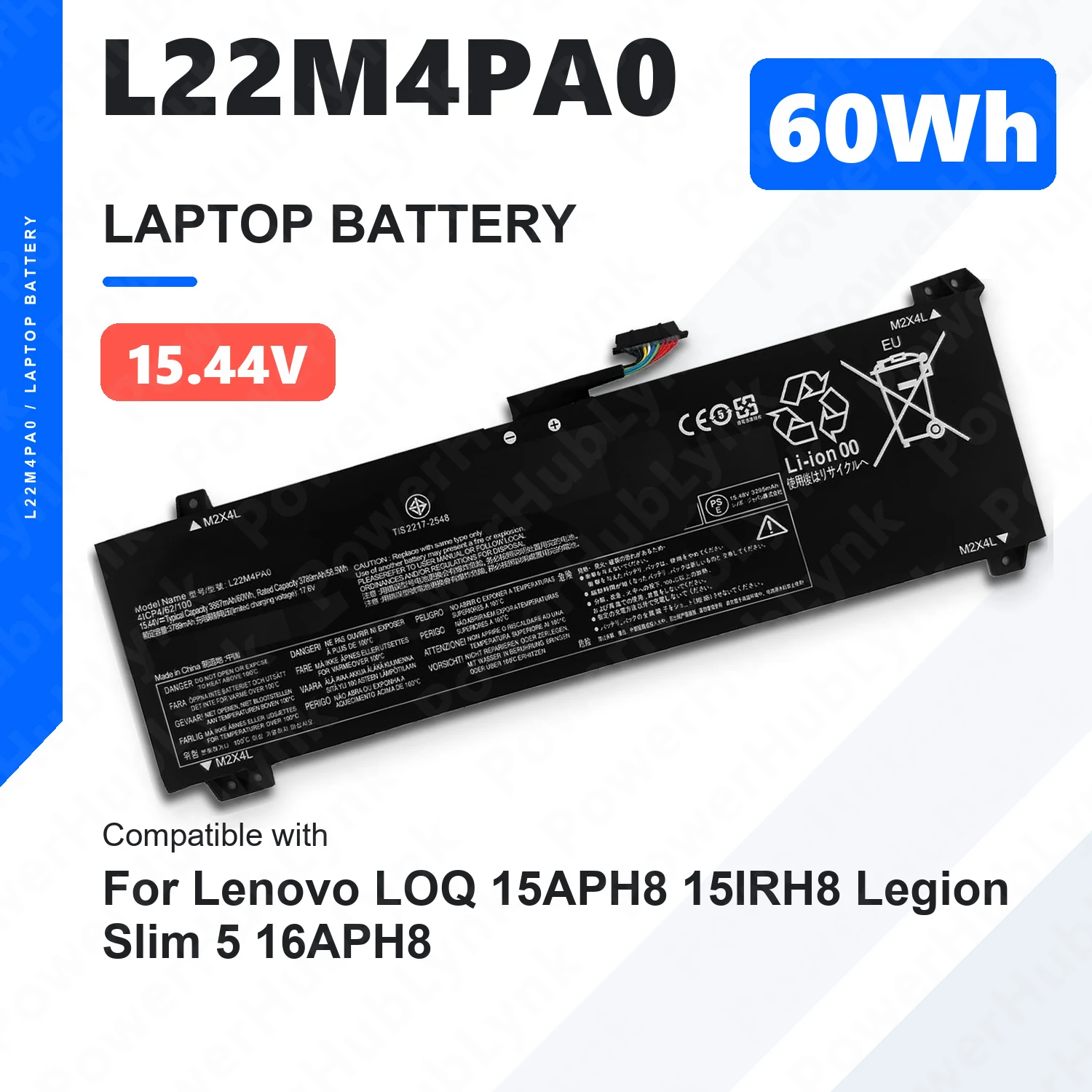 L22M4PA0 15.44V 60Wh Laptop Battery For Lenovo Legion Slim 5 16APH8 16IRH8 LOQ 15APH8 16APH8 16IRH8 L22B4PA0 5B11K38526