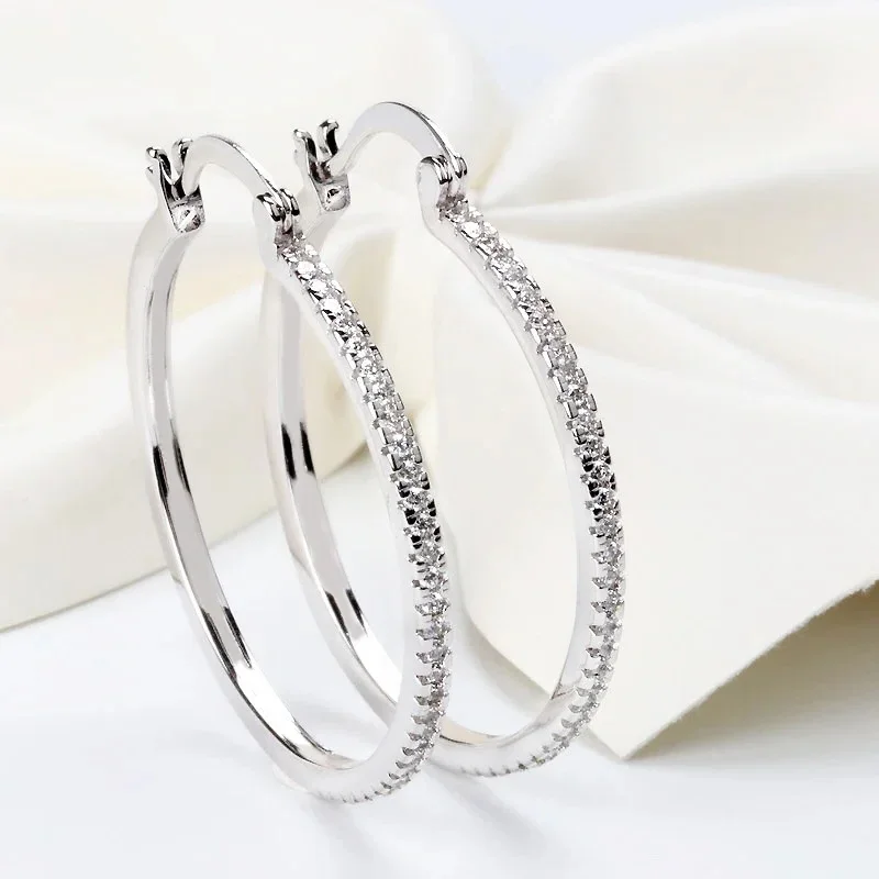 CAOSHI Trendy Circle Earrings Lady Engagement Ceremony Jewelry with Brilliant Zirconia Fashion Female Daily Party Accessories