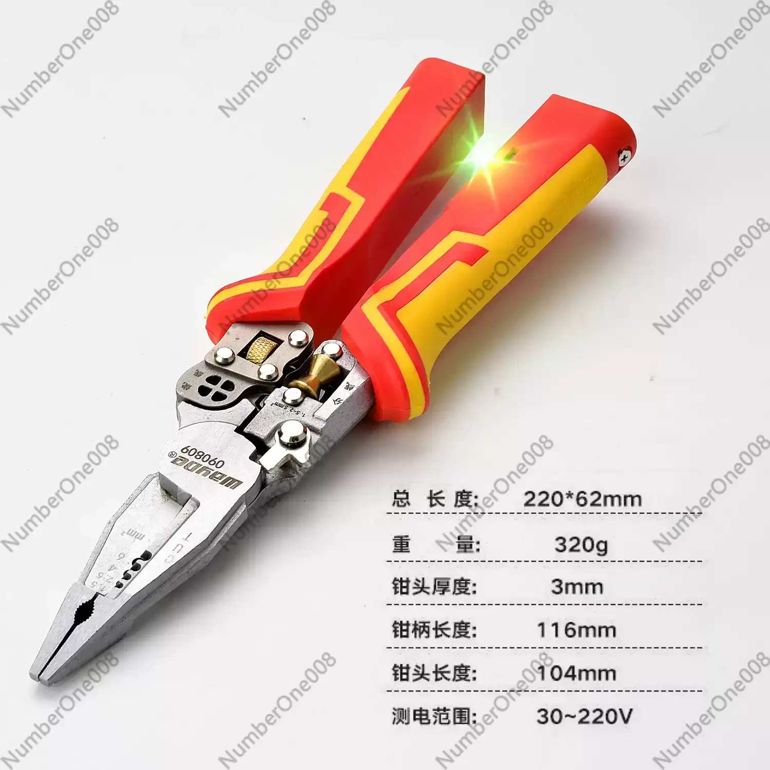 8-in-1 Wire Stripping Pliers, Voltage Tester Cutting Crimping Multifunctional Hand Tool