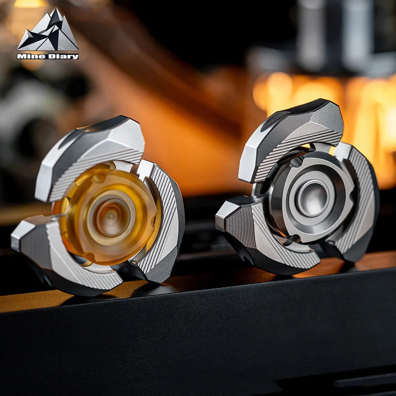 DJG EDC Spinetic Spinning Fidget Spinner Titanium for Adults Stress Relief Toy Fidget Toys Three-Bladed Gyroscope