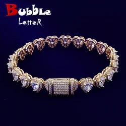 Bubble Letter Prong Clustered  Tennis Bracelet for Women Cubic Zirconia Iced Out Hip Hop Fashion Jewelry