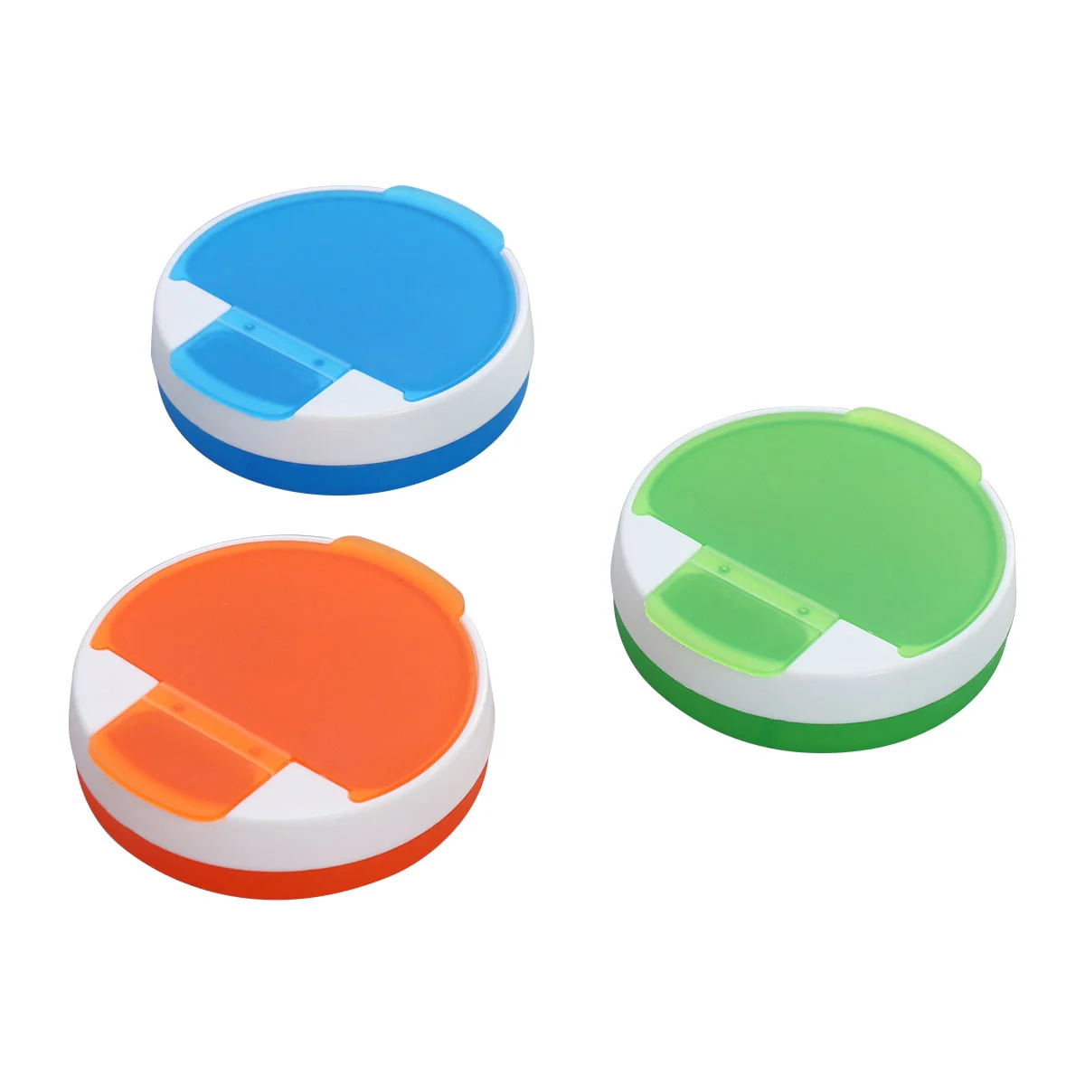 3pcs Portable 4 Grids Medicine Storage Holder Container Mini Case (Blue + Green + Orange) organizer containers