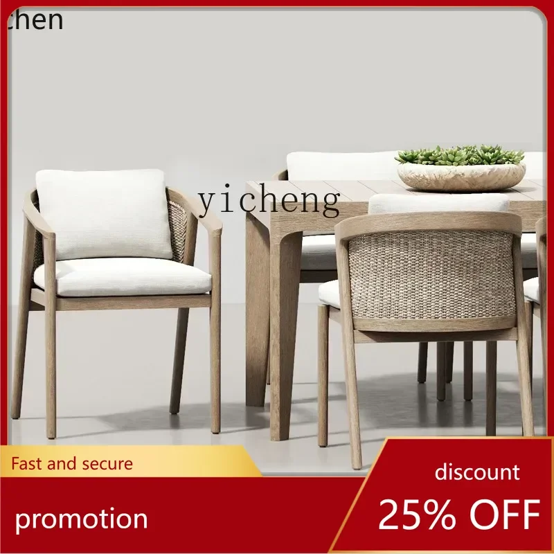 

HXL teak outdoor garden poolside rattan chair hotel terrace high-end furniture dining table and chairs