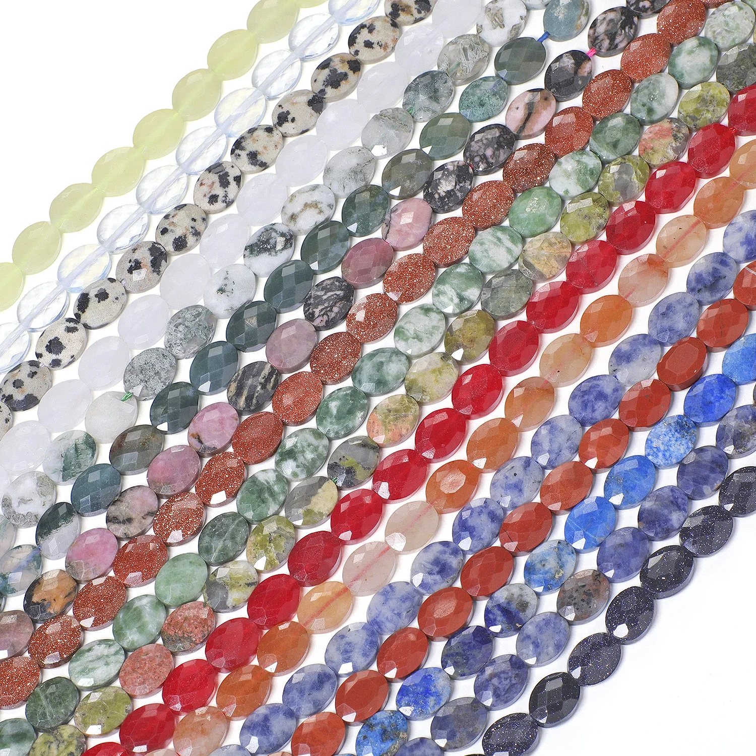 Wholesale 6x8mm Faceted Oval Beads Natural Lapis Lazuli Opal Rhodonite Agate Stone Beads for Jewelry Making Diy Accessories