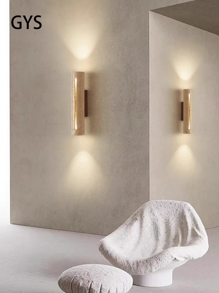 

Led Wall Lamp Long Tube Stone Light Bedroom Bedside Living Room Background Up And Down Luminous Lighting Fixture Natural Spot